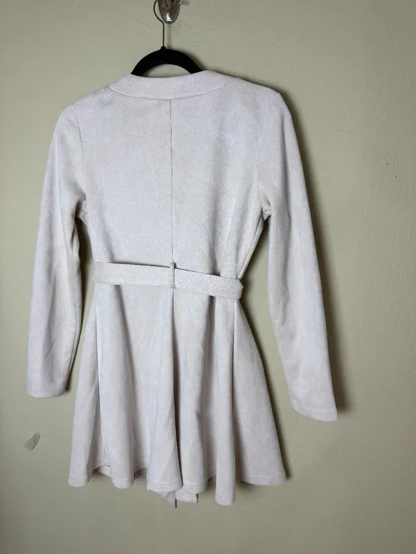 TRIPLE SEVEN Faux Suede Belted Longline Blazer Jacket Belted Waist Size Small - Image 4