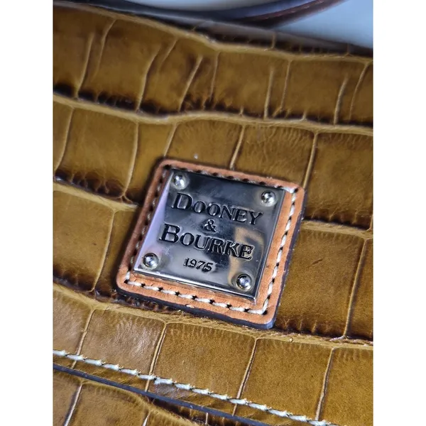 Dooney & Bourke Brown Croc-Embossed Leather Crossbody Bag - Image 3
