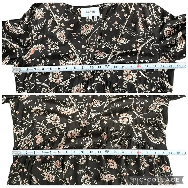 ba&sh Cherry Midi Shift Dress Babydoll V-Neckline Brown Floral Women’s US 6 - Image 11