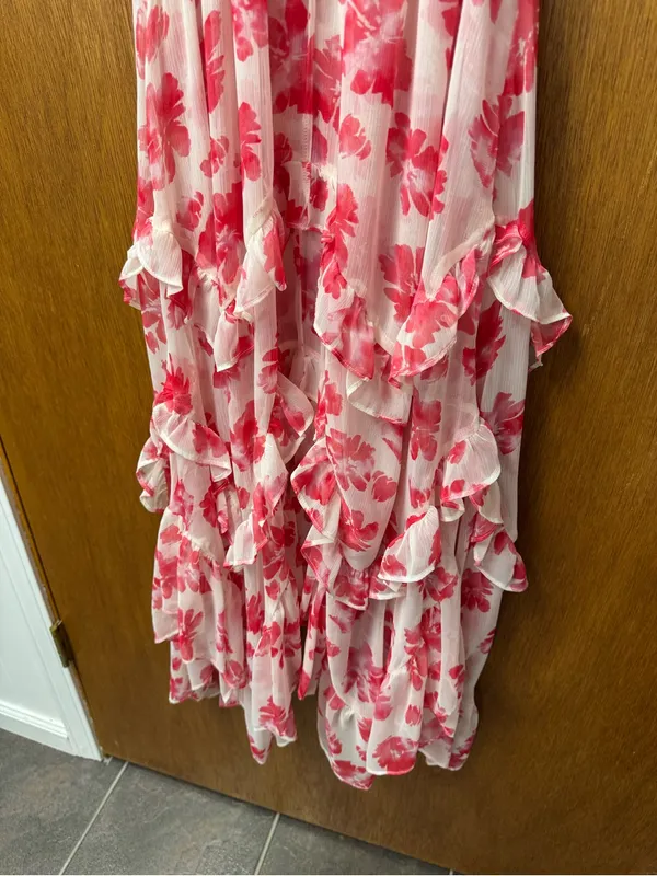 MISA Los Angeles Dakota Sleeveless Midi Dress Abstract Rose Flora Pink Medium - Image 8