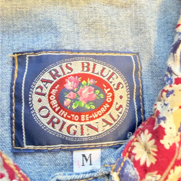 Paris Blues Original Denim Vest Boho Floral – Size M - Image 6