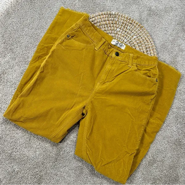 We The Free High Rise Skinny Corduroy Frayed Raw Hem Pants in Mustard Yellow 29 - Image 3