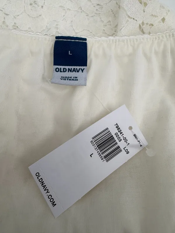 Old Navy Skirt Women’s L Cream High Waisted Lace Midi Pull On Summer Casual NWT - Image 3
