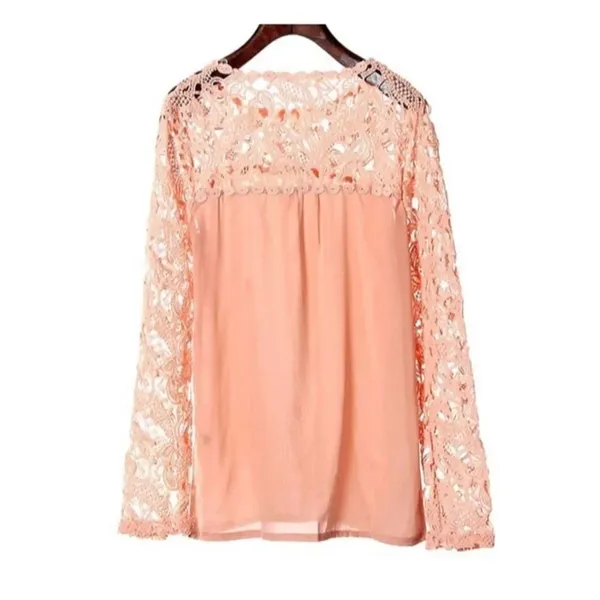 ✨Lace Long Sleeve Blouse✨ Orange Size M - Image 2