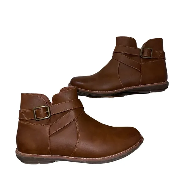 VEPOSE Brown Women's Ankle Boot With‎ Buckle Rubber Outsole 7.5 - Image 2