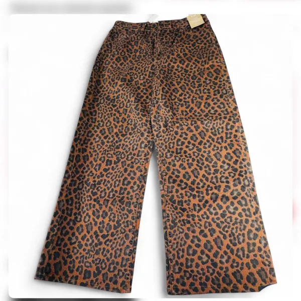 Madewell Leopard Print Low Slung Baggy Jeans NWT Size27 Sold Out Statement Jeans - Image 2