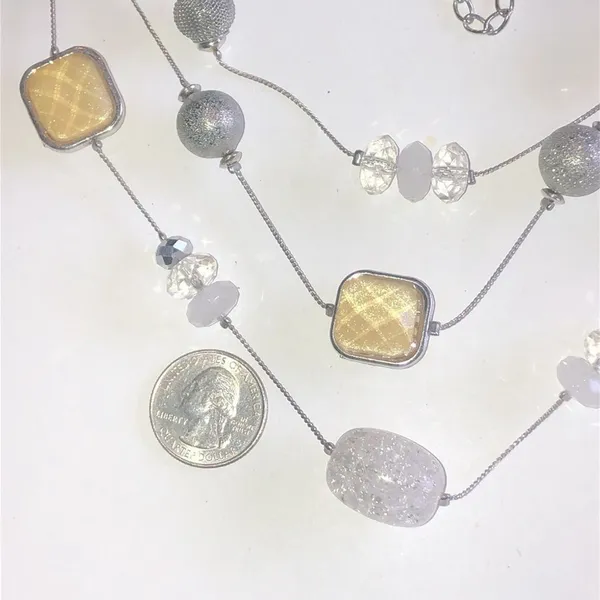Silver Tone Multi Strand Beaded Boho Retro Statement Necklace - Image 2
