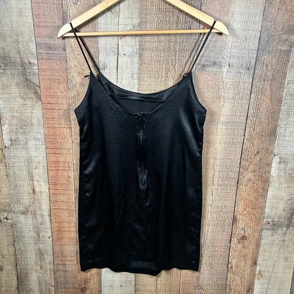 Vintage 90s United Colors of Benetton Black Satin Slip Mini Dress Italy Small - Image 5