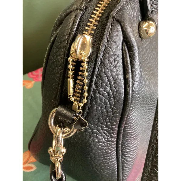 Kate Spade Black Pebbled Leather Satchel Crossbody Bag‎ Gold Hardware PXRU5510 - Image 3