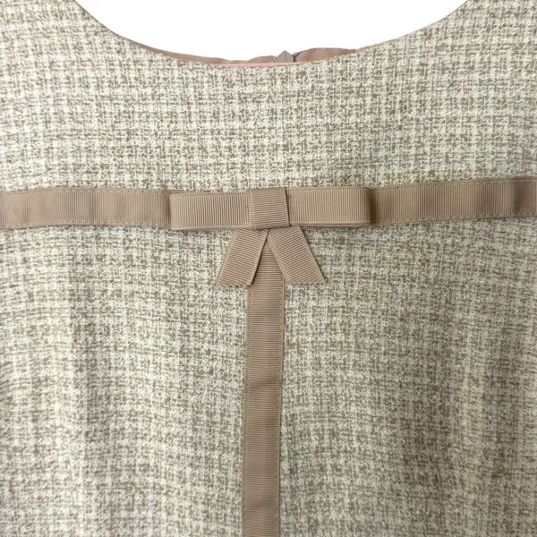 90s Vintage Tweed Mini Dress Short Sleeve Ribbon & Bow Size 6 Coquette Girl - Image 4
