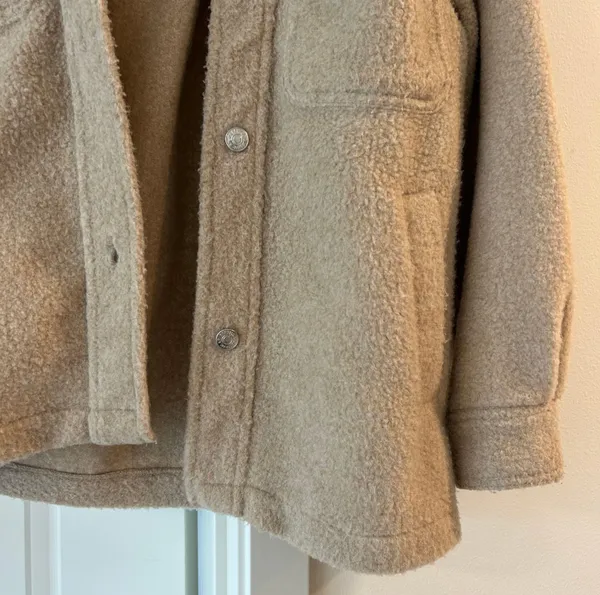 Sherpa fleece shacket jacket beige oversized - Image 2