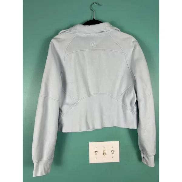 Women's Lululemon Light Blue Cropped Half-Zip Sweatshirt XS/S - Image 3