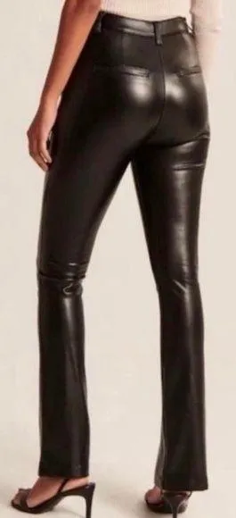 Abercrombie & Fitch Ultra High Rise Leather Pants Size 16 L Split Hem Skinny - Image 2