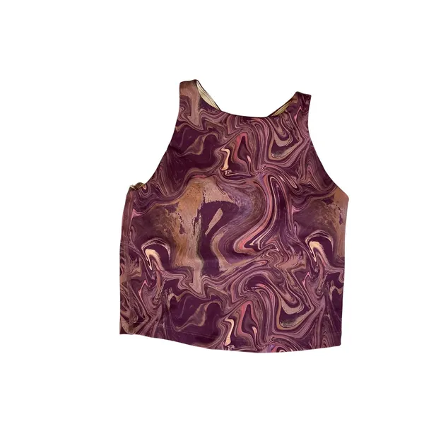 Beyond Yoga Womens Small Plum‎ Copper Marble High Neck Racerback Athletic Tank - Image 3