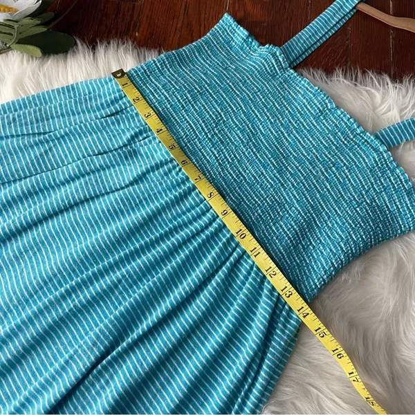 Easel Blue & White Striped Maxi Tiered Dress Summer - Image 7