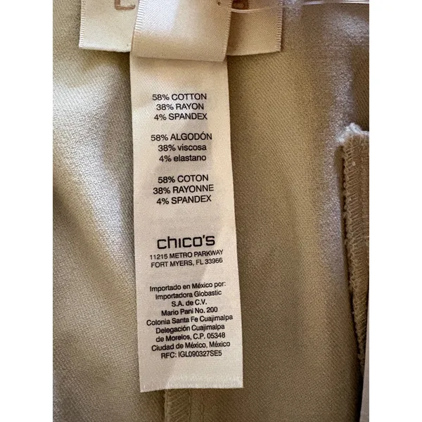 Chico's Comfort Waist Straight Leg Pants Natural Tan 570226142‎ Size 2 Tall NWT - Image 4