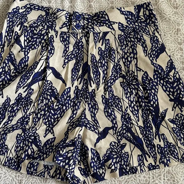 Morena Rosa Pleated Linen Blend Shorts Blue Size 10 - Image 2