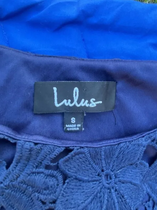 Lulus Navy Blue Floral Lace Two-Piece Set Size S - Image 6