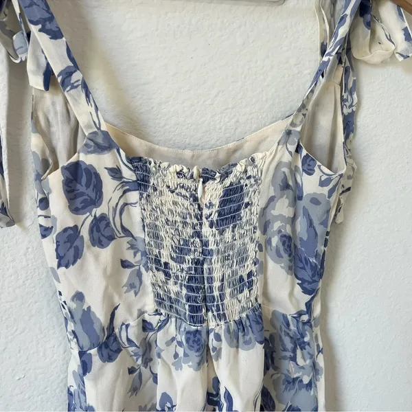 Reformation Annabell Bow-Detailed Floral Print Georgette Mini Dress in Lucerne - Image 7
