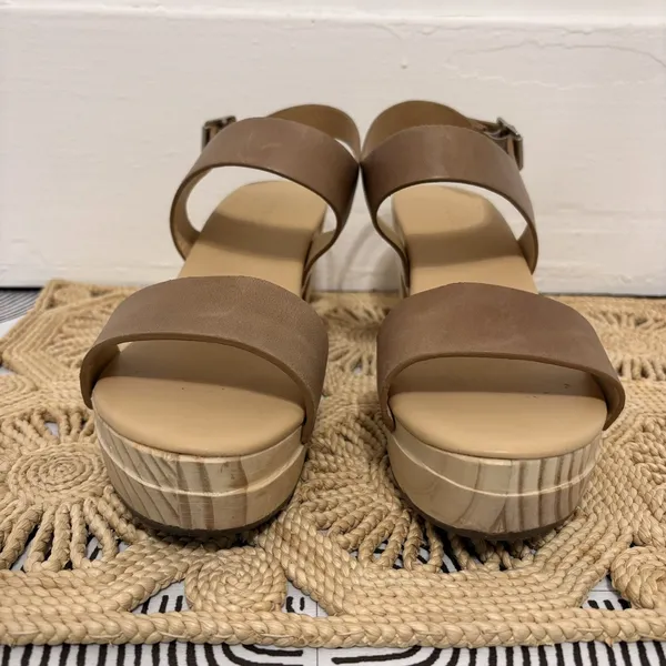 Nisolo All Day Open Toe Clog Sandals Almond Brown Leather Platform Shoes Size 9 - Image 8