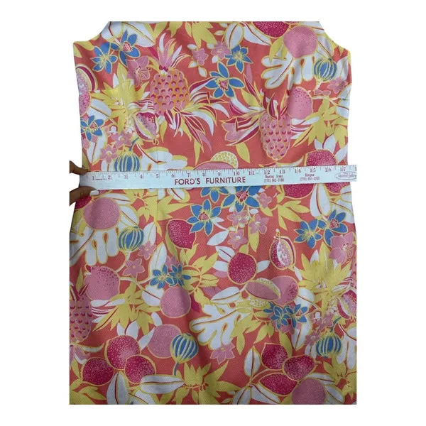 Talbots Womens Size 8 Fruit Floral Shift Dress Coral‎ Pink Yellow Sleeveless Zip - Image 6