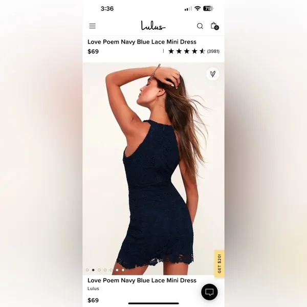 Love Poem Navy Blue Lace Mini Dress size medium - Image 2