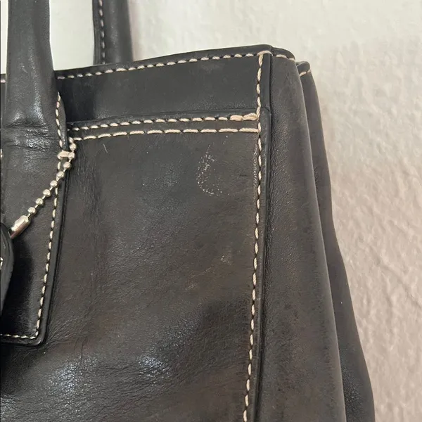 Coach Hampton Madeline Black Leather Satchel Bag Y2K Vintage Carryall Purse - Image 13