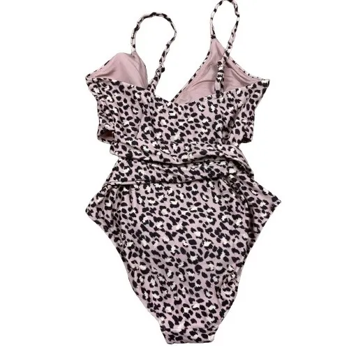 Aerie Leopard Cheetah Print Wrap Swimsuit One Piece Full Coverage Beach Small‎ - Image 4