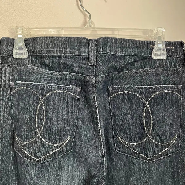 Y2K Citizens of Humanity Liberty Bell Bottom‎ Jeans Dark Wash USA 28 Boho - Image 3