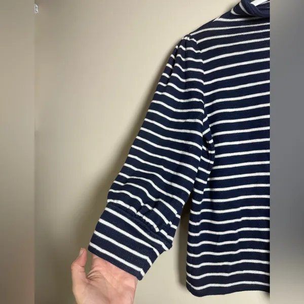 Madewell Balloon Sleeve Mockneck Stripped Sweater Shirt Sz S - Image 7