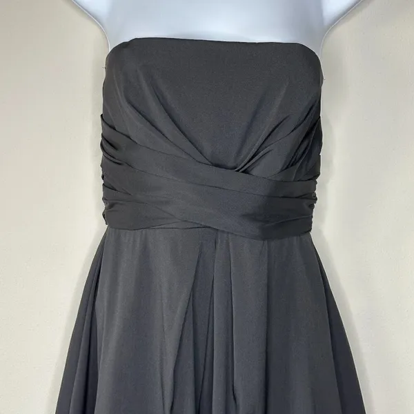 White House | Black Market Womens Strapless LBD Party Wedding Date Bubble Hem Mini Dress in Black 8 - Image 4
