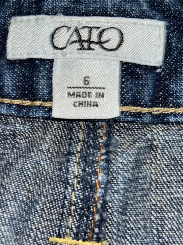 Cato Long Denim Skirt Women’s Size 6 Dark Wash Distressed Raw Hem Fringe Slit - Image 16