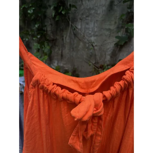 Old Navy halter dress L Orange Flowy Island Trip Cotton Sleeveless Summer Beach - Image 3