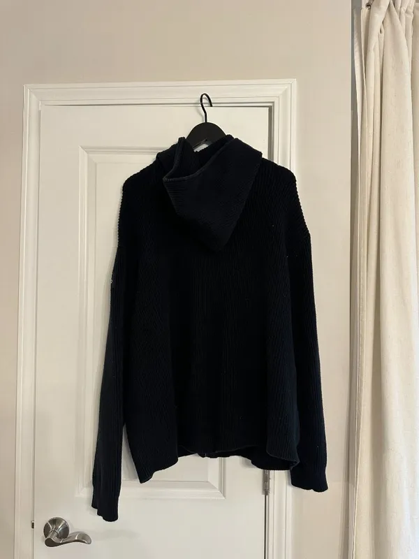 ALO YOGA Domain Rib Knit Full Zip Sweater Top in Black Size Large - Image 6