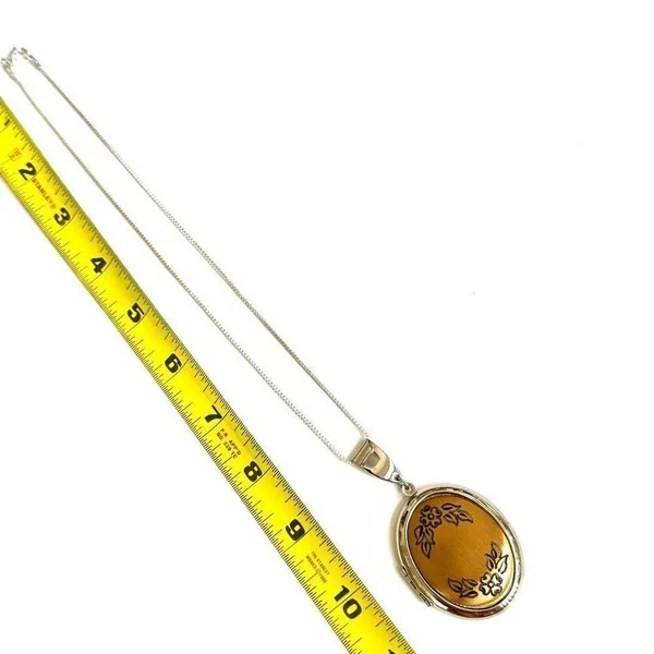Silver and gold tone large floral pendant necklace - Image 6