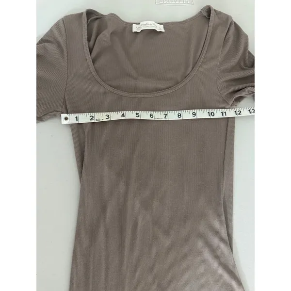 Abercrombie Ribbed Tan Long Sleeve A&F Soft Lounge Collection Maxi Dress S - Image 4