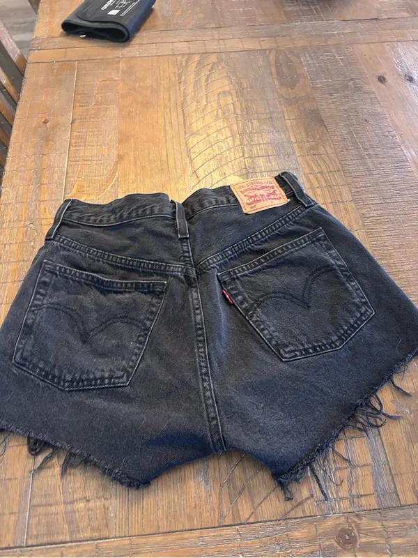Levi's Black Cutoff Distressed Denim Shorts - Image 2