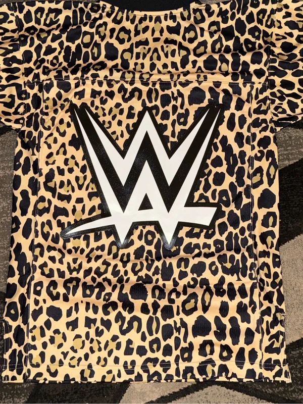 WWE Mitchell & Ness WrestleMania Vegas Leopard Print Jersey - Tan & Black - Image 12