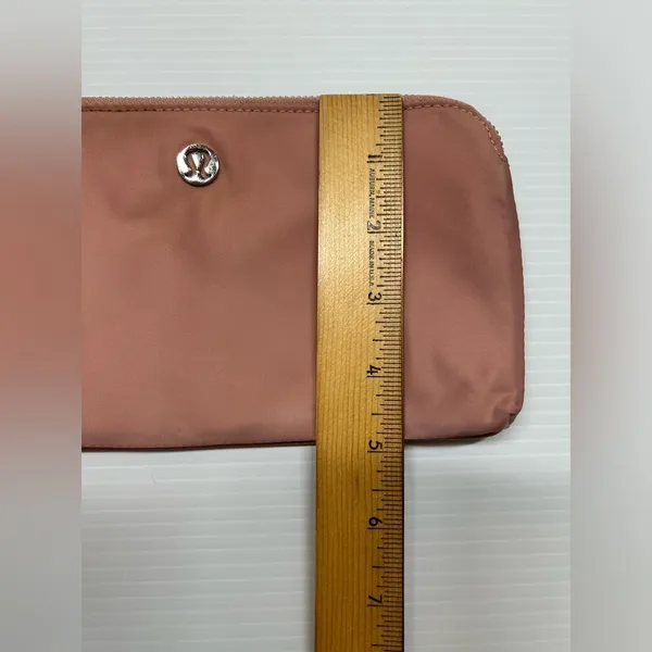 Lululemon Now and Always Pouch Salmon Pink Silver Hardware Removable Wrist Strap - Image 11