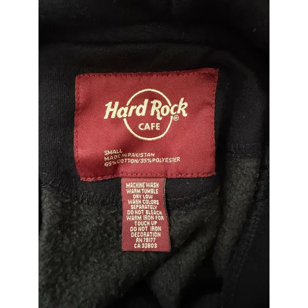 Hard Rock Cafe New York Women Sz S Black Pullover Fleece Hoodie Vintage Y2K - Image 5