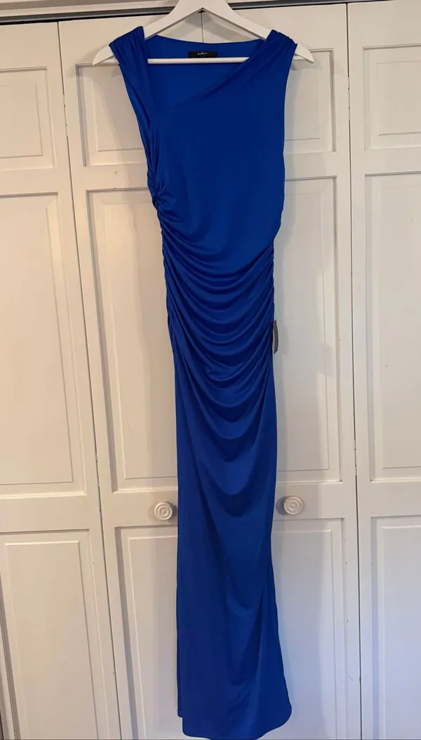 Lulus NWT enticing darling ruched asymmetrical blue dress size xsmall - Image 2