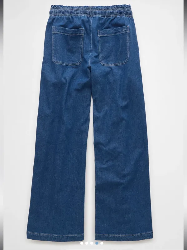 NWT!! American Eagle Dreamy Drape Linen Blend Pull-On Pants in Indigo - Image 5