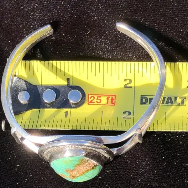 Vintage Southwest Navajo Sterling Silver Turquoise Cuff Bracelet - Image 9