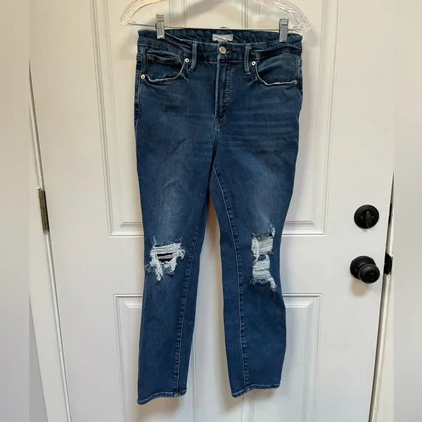 Good American | Good Legs Crop‎ Distressed Denim Jeans in size 8 / 29 stretchy - Image 2