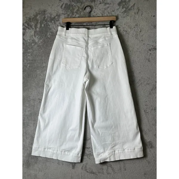 SPANX shape Every Wear Cropped Wide Leg Pull-On Jeans White Large Stretch Denim - Image 3