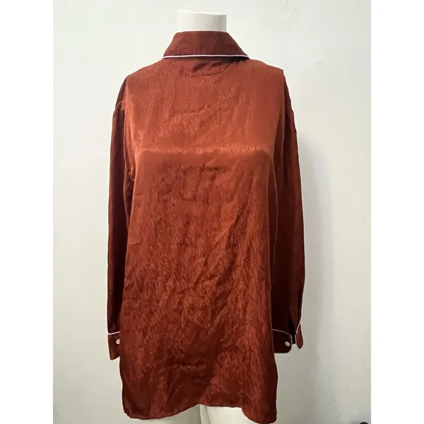 Womens Silk Shirt Small Bronze Metallic Dreamy Artsy Fairy Boho Mystical Formal - Image 4