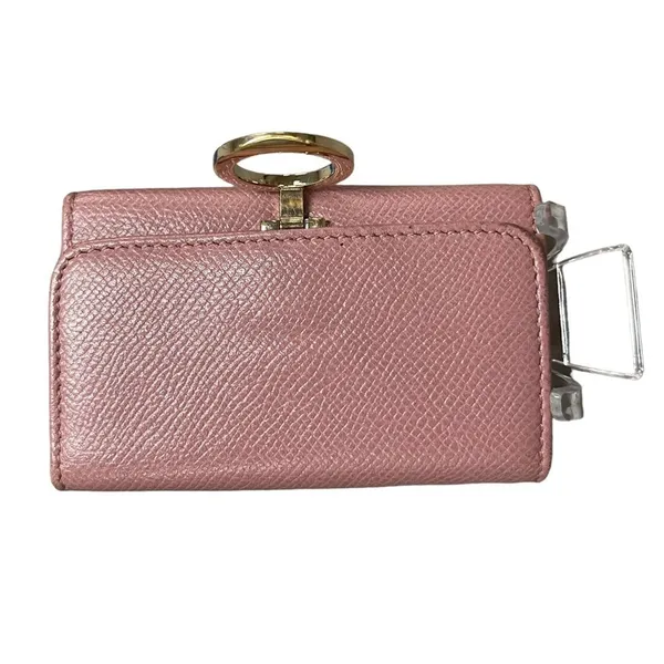 BVLGARI Bulgari Key Holder Grain Calf Leather Pink Red Series Gold Hardware EUC - Image 6