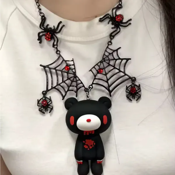Black and Red Bear Pendant Necklace - Image 2
