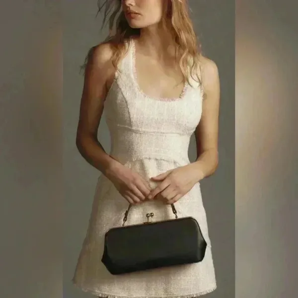 Anthropologie $180 Mini Tank Tweed Dress Vacation Resort Beachy‎ Natural Preppy - Image 3