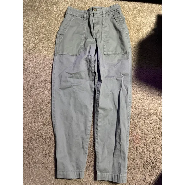 A New Day Womens High Rise Utility Pants Sage Green Tapered Ankle Chino Size 0 - Image 2